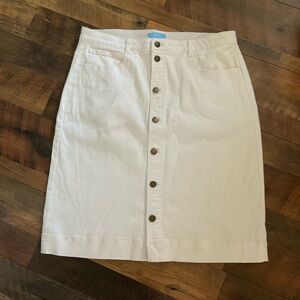 Draper James RSVP White Denim Jean Skirt 16